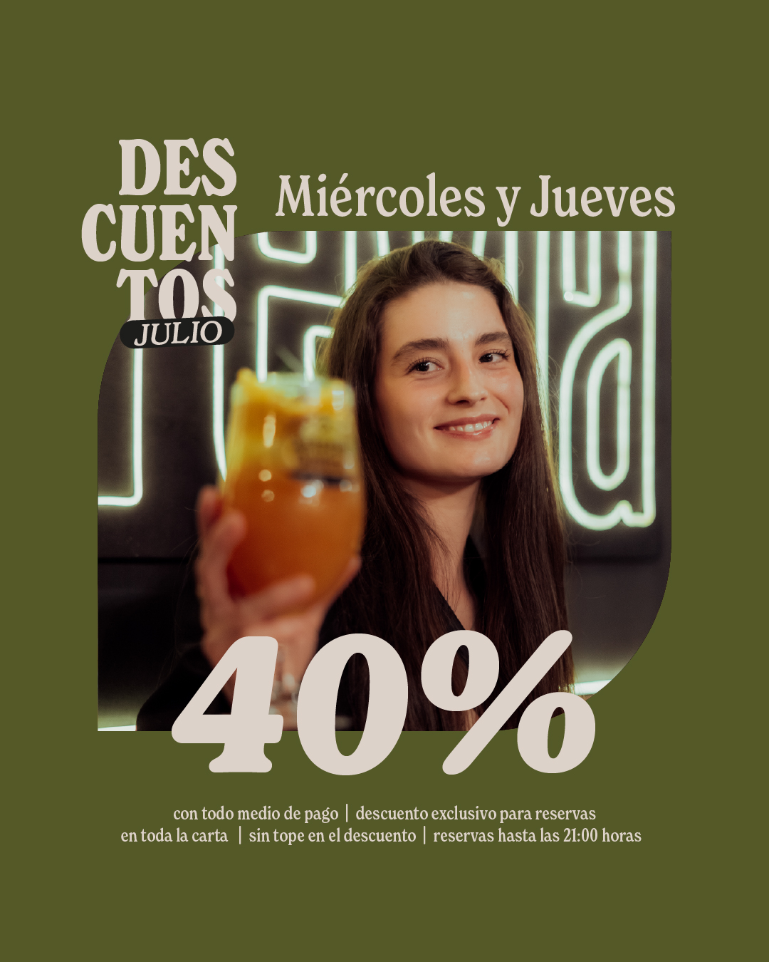 Promo Miércoles y Jueves - 40% off