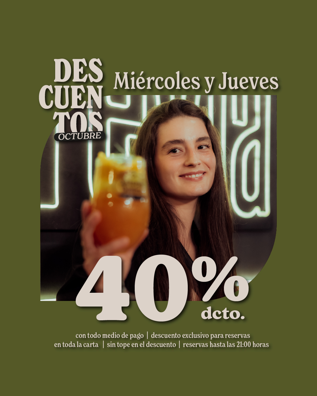 Promo Miércoles y Jueves - 40% off